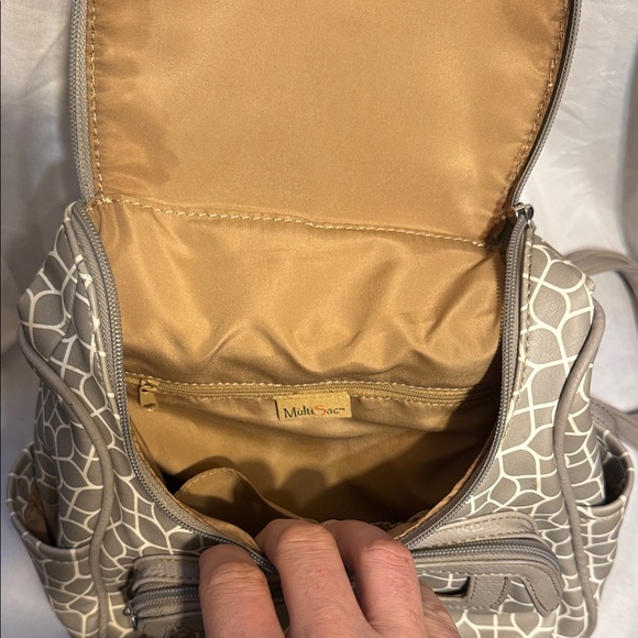 MultiSac Taupe Geometric Print Backpack - Picture 7 of 9